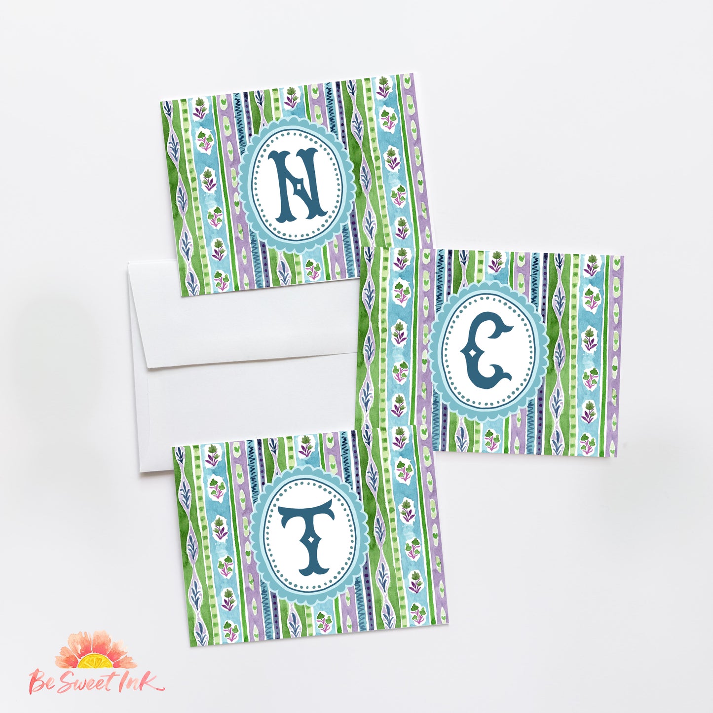 Initial Sets of 10- Green and Blue Bright Pattern