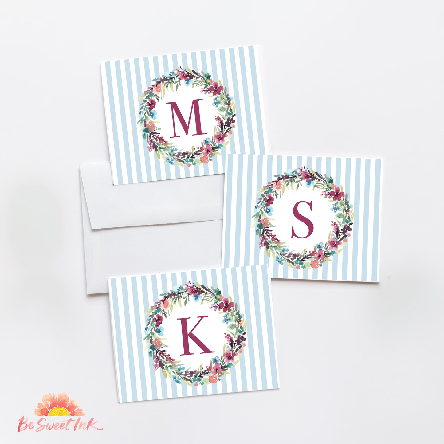 Initial Sets of 10- Floral Wreath Stripes