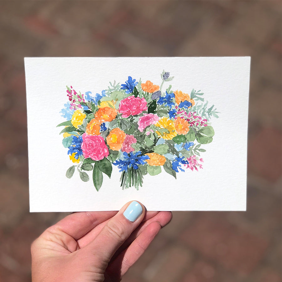 Watercolor Bridal Bouquet