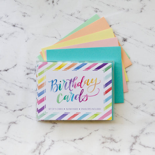 Calligraphy colorful Birthday cards with envelope