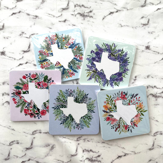 Floral Texas Coasters- Pack of 5