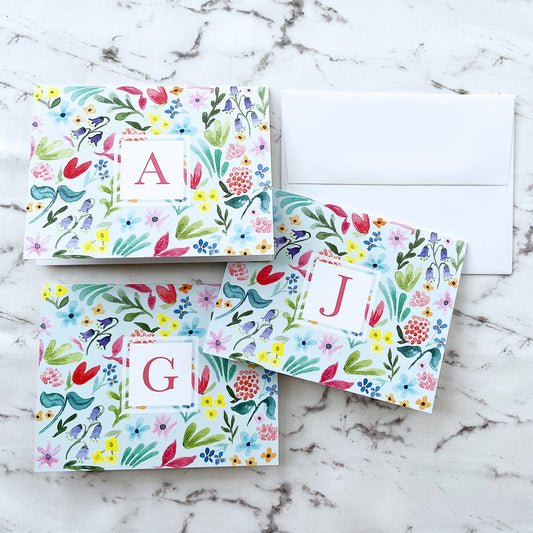 Floral Pattern Initial Cards – Set of 10